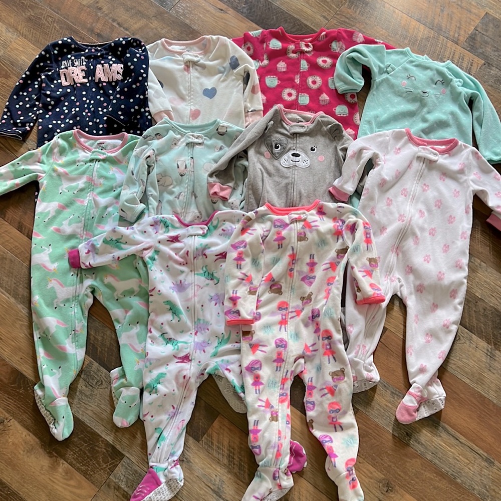 18 month baby girl lot of fleece pajamas